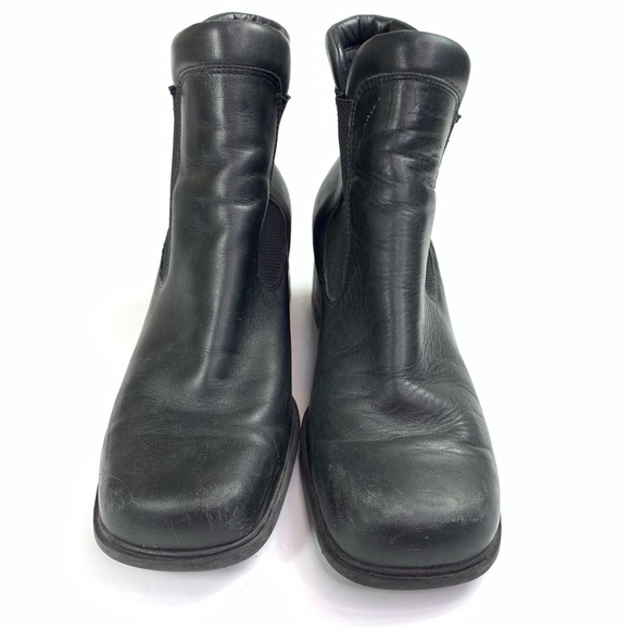 Ecco Boots Heeled Ankle Black Leather Size 8 - Picture 2 of 6